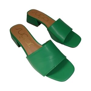 Sugar Women's Green Slip-On Block Heel Sandals-Mules Size 8